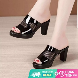 Dép cao gót phối lưới sang chảnh