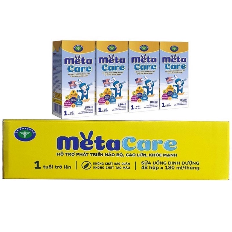 Sữa pha sẵn Metacare gold vàng cao cấp loại 180ml thùng 48 hộp (mẫu mớ