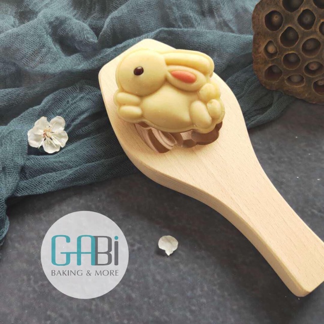 Khuôn trung thu gỗ 1 mặt thỏ/heo/hoa sen/hồng/mèo thần tài