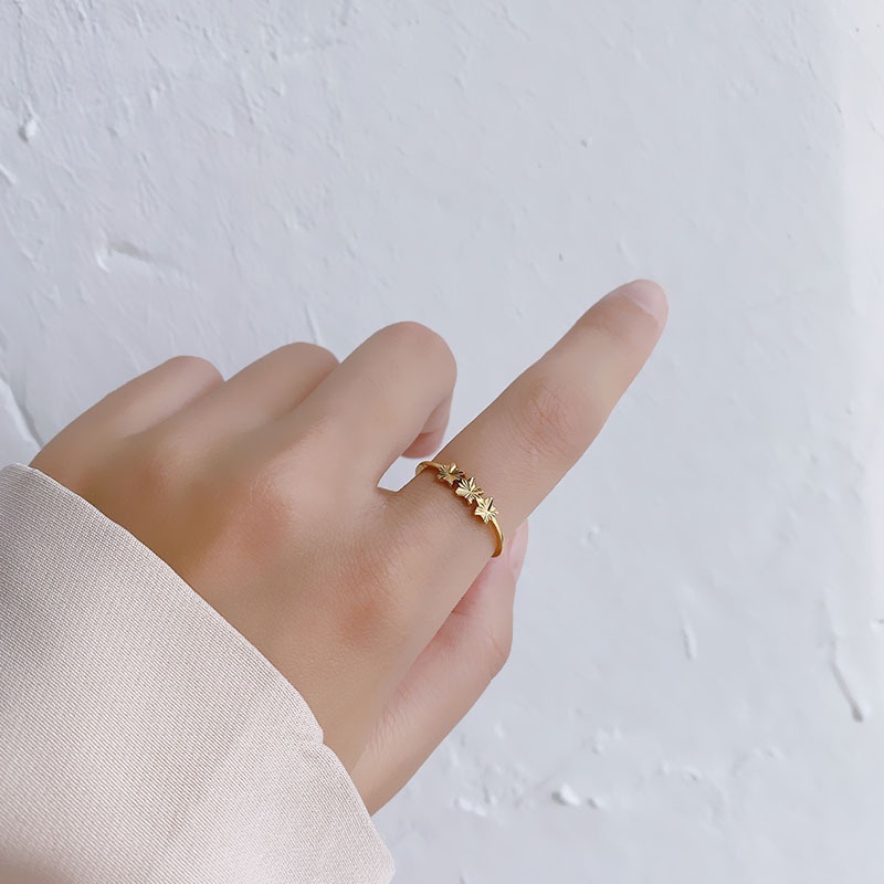 Nhẫn thép titan mạ vàng 18k thiết kế đơn giản thời trang mới cho nữ