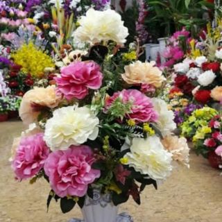 Cụm hoa mẫu đơn giả hoa lụa trang trí nhà