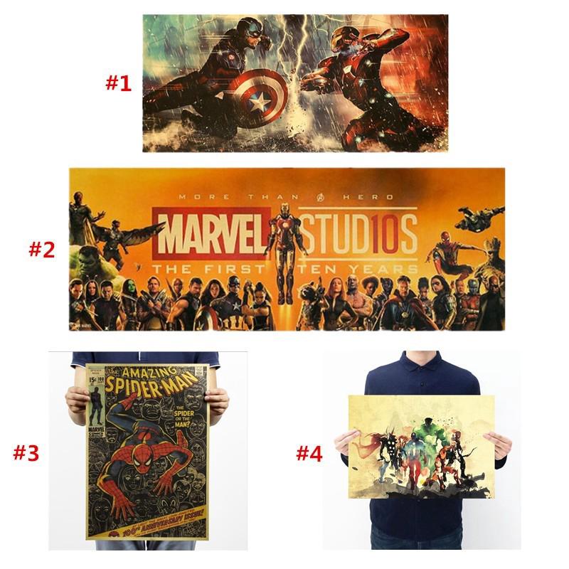 Marvel Hero Avengers Người Nhện Người Sắt Phim Dán Tường Poster Tranh Trang Trí Nhà Giấy Kraft Vintage Dán Tường