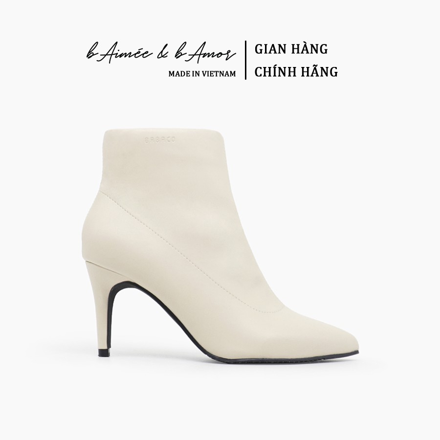 Boot nữ Cao Gót bAimée & bAmor Cổ Thấp Mũi Nhọn Gót Nhọn Cao 7cm Giày Bốt Đẹp Lót Lông Da Mềm Màu Trắng Đen Kem - MS1618 | BigBuy360 - bigbuy360.vn