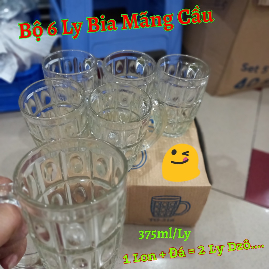 Bộ 6 ly bia thủy tinh Mãng Cầu 375ML