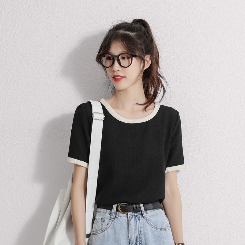 COZOK Áo Thun Ngắn Tay Vải Voan Thời Trang Hàn Quốc Dễ Phối Đồ