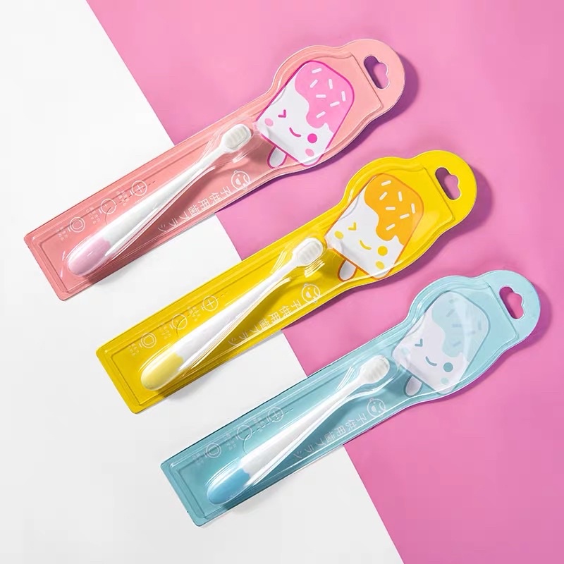 Set 1,2,3 bàn chải đánh răng cho bé 2-8tuổi đầu lông siêu nhỏ siêu mềm có mặt chải lưỡi tiện dụng.