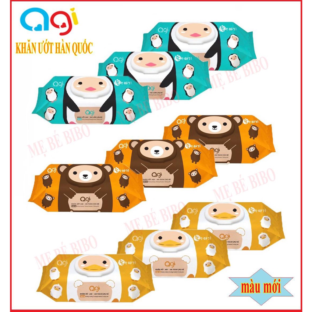 Combo10 Gói Khăn giấy ướt Agi không mùi 100 tờ - Khăn ướt Agi không hương cho bé