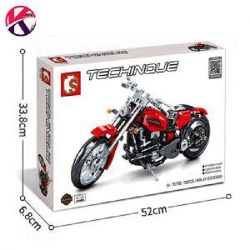 Lego Sembo 701706 Lắp Ghép Xe Máy Moto Harley Davidson màu đỏ 782 chi tiết