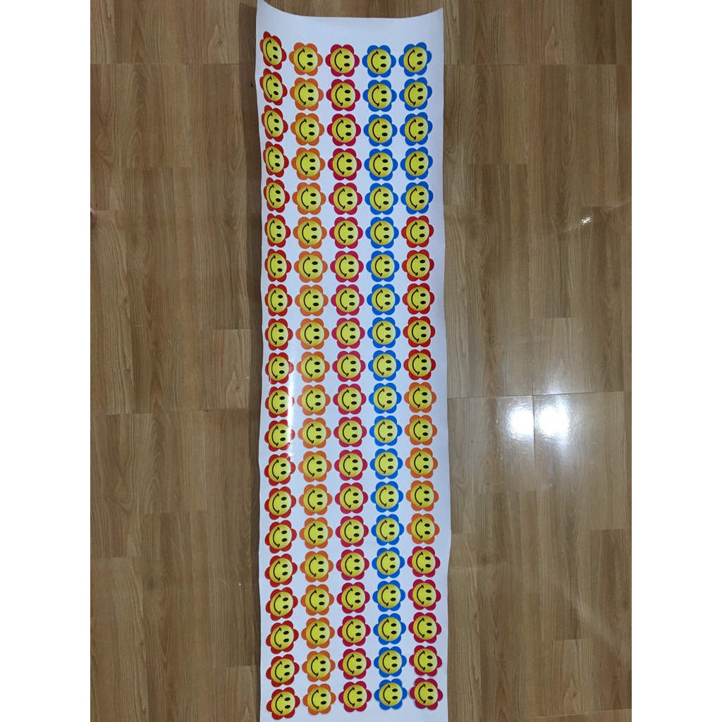 Combo 100 Sticker hình hoa mặt cười nhiều màu bóc dán trang trí bảng thi đua cho lớp học hạnh phúc