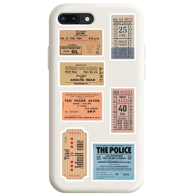Combo Sticker TICKET VINTAGE nhựa PVC không thấm nước, dán nón bảo hiểm, laptop, điện thoại, Vali, x