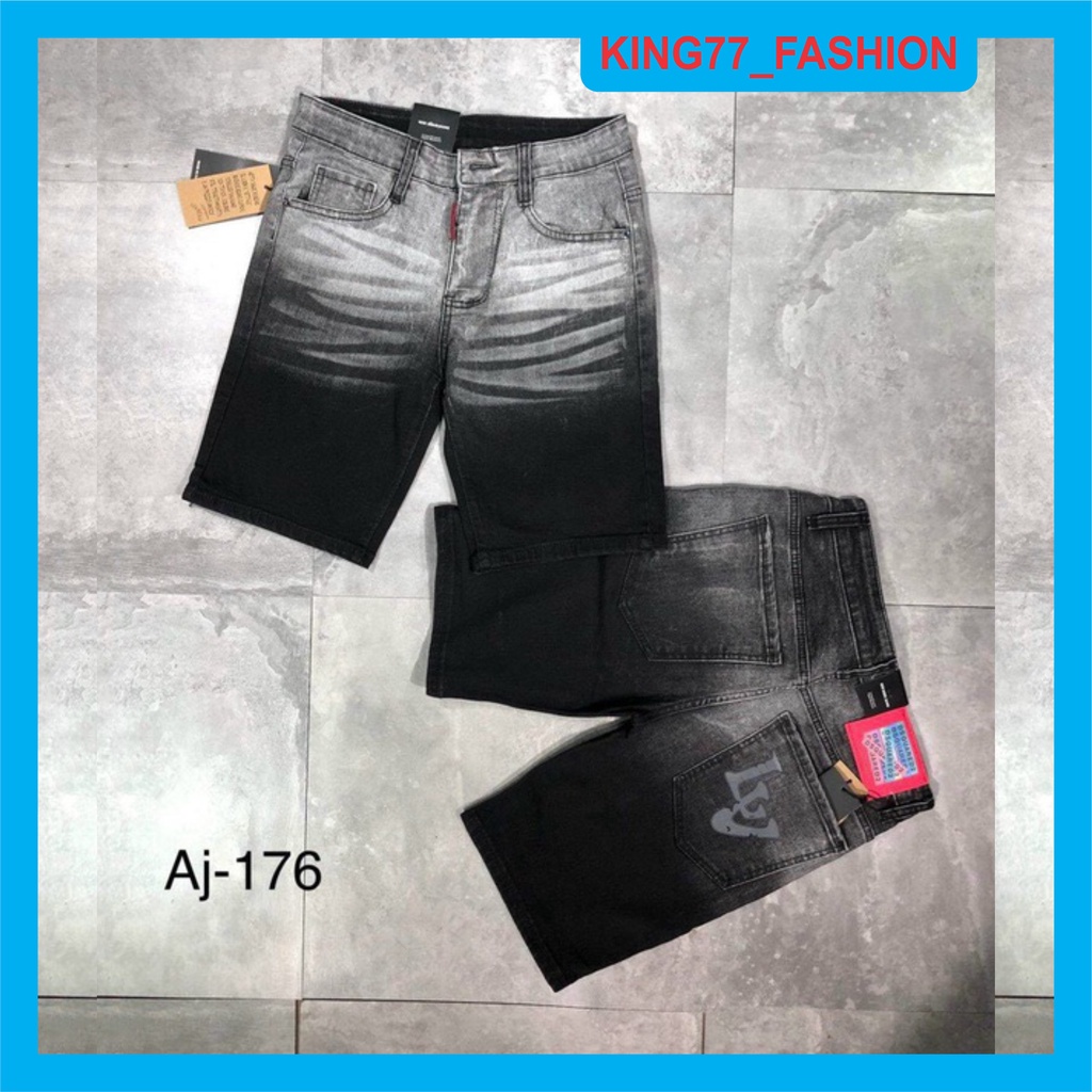 Quần short jean nam phối loang đen trơn phối họa tiết LV siêu đẹp chất bò vải dày mẫu mới giá rẻ chuẩn shop uy tín