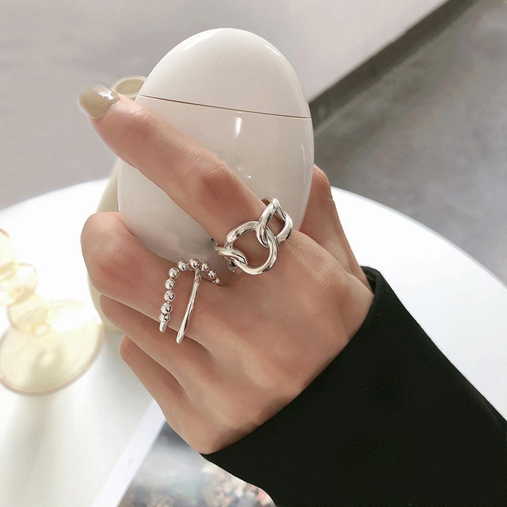 QQMALL Nhẫn Hở Họa Tiết Hình Học Độc Đáo Thời Trang Cho Nữ