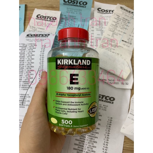 Viên uống Vitamin e Kirkland 400iu 500v