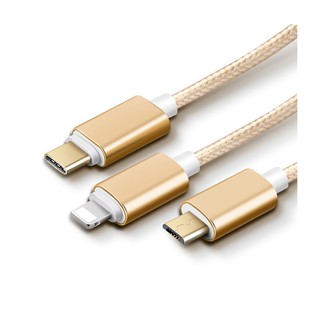 Cáp sạc 3 đầu Micro USB - Lightning - USB Type C