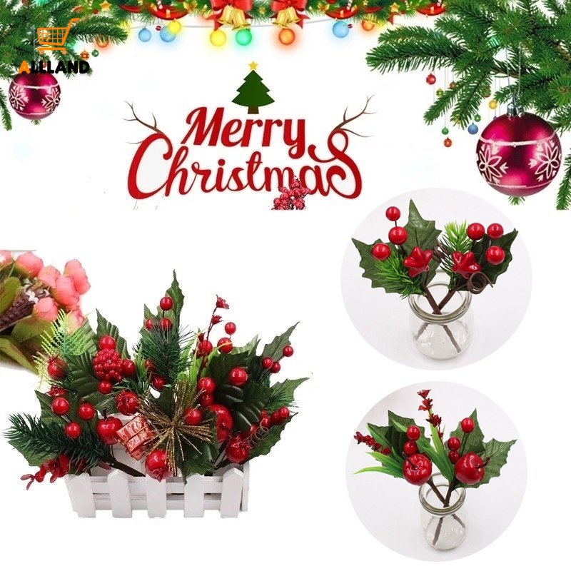 Set 2 Nhánh Quả Berry Nhân Tạo Bằng Nhựa Dùng Trang Trí Giáng Sinh
