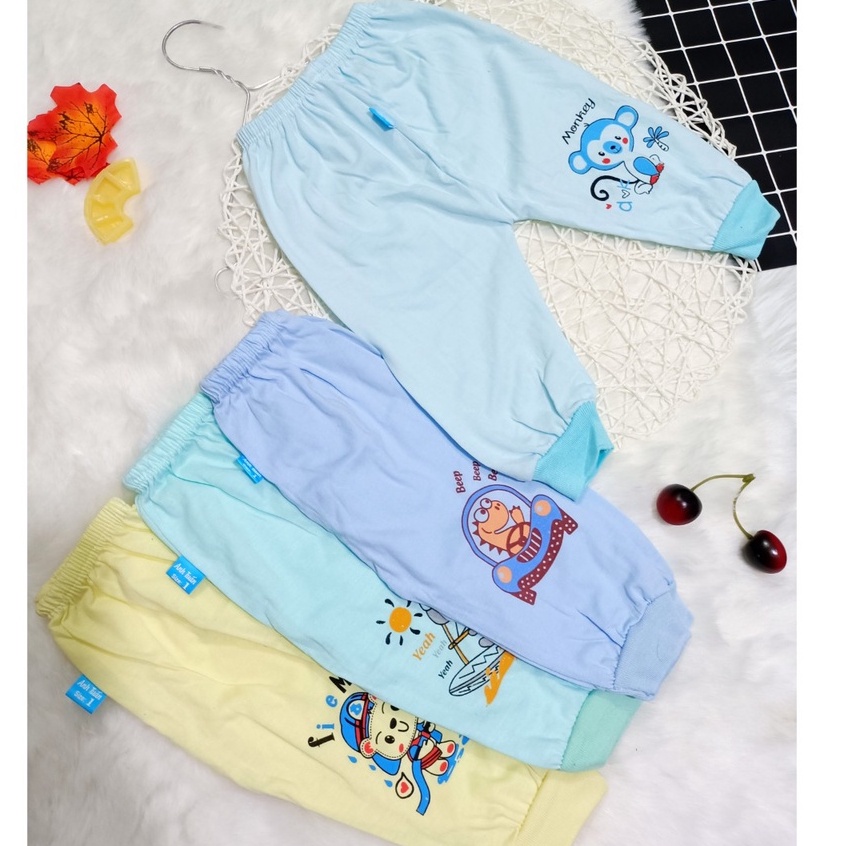 Quần dài cotton cho bé trai và gái sơ sinh ống bo