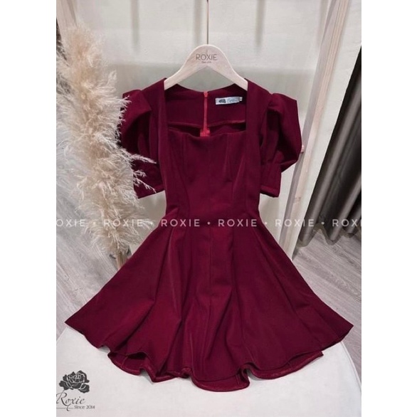 🔥🔥🔥VÁY NỮ TAY BÔNG BO EO xếp ly xoè ngắn cổ vuông sang chảnh công sở