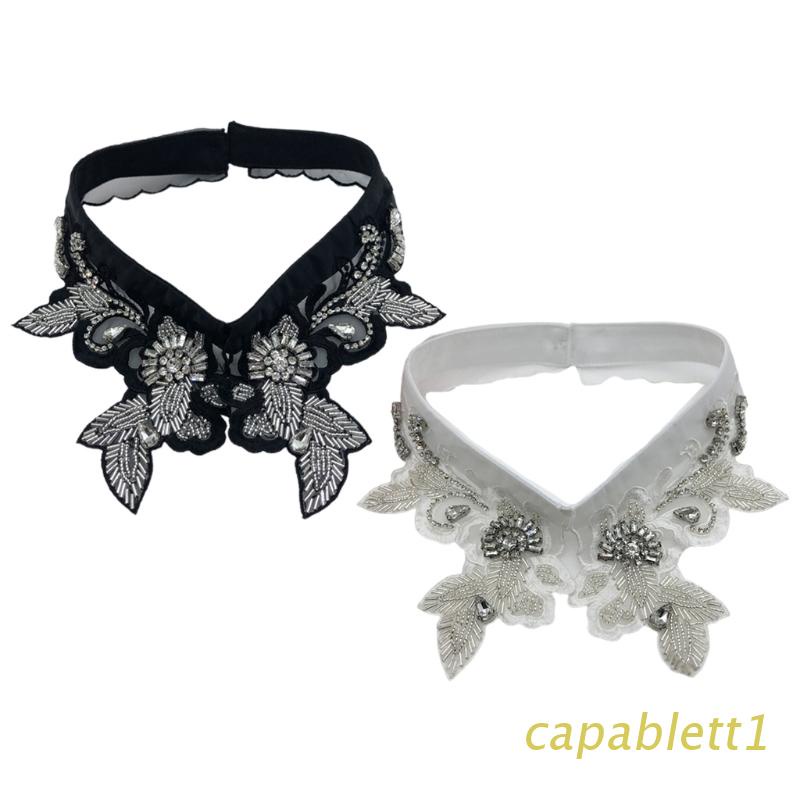 Cổ áo sơ mi giả thêu họa tiết lá cây sang trọng
