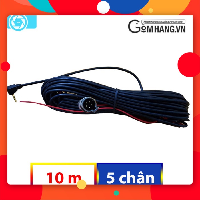 Dây tín hiệu cho camera lùi kết nối camera hành trình, dài 10m, jack 2.5mm, 5 chấu - gomhang.vn