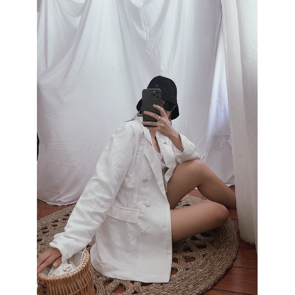 Áo Blazer linen cao cấp 2 lớp - Quần dài linen cao cấp