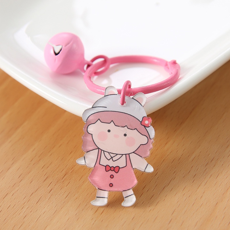 Móc chìa khóa cute, móc khóa cute giá rẻ hình hoạt hình dễ thương kèm chuông may mắn