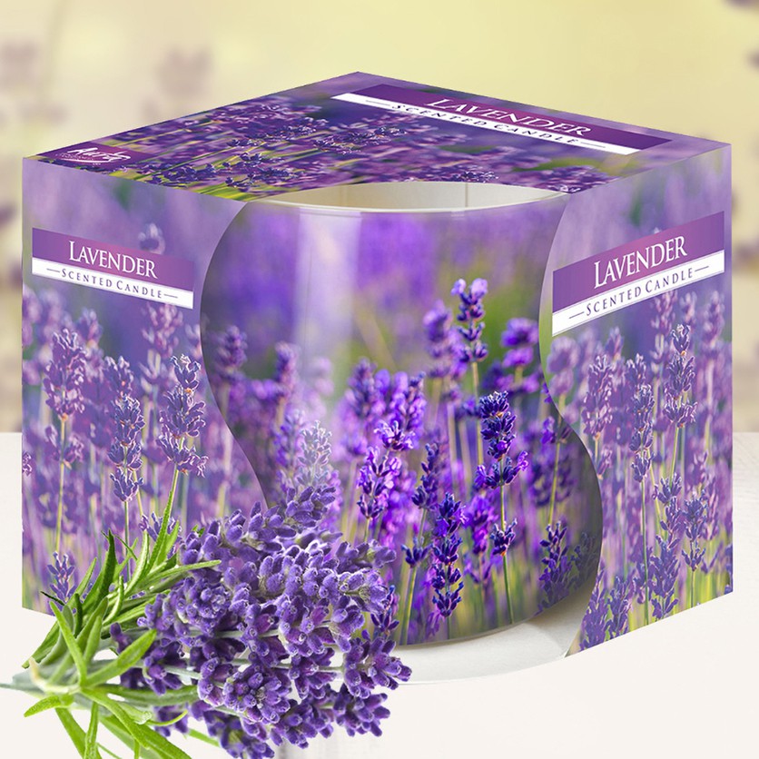 (BISPOL)Ly nến thơm tinh dầu Lavender 100g CÁNH ĐỒNG OẢI HƯƠNG,Nến  tinh dầu thiên nhiên,nhập khẩu châu âu