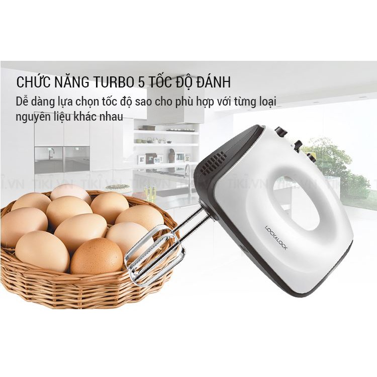 [Mã ELMS5 giảm 7% đơn 300K] 🍑🍑🍑 Máy Đánh Trứng Lock&Lock Hand Mixer EJM501BLK (300W)