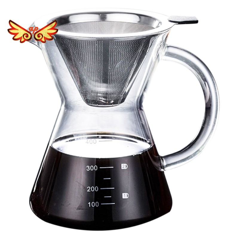 ♥▪400Ml Pour Over Coffee Maker Drip Thicken Glass Percolators