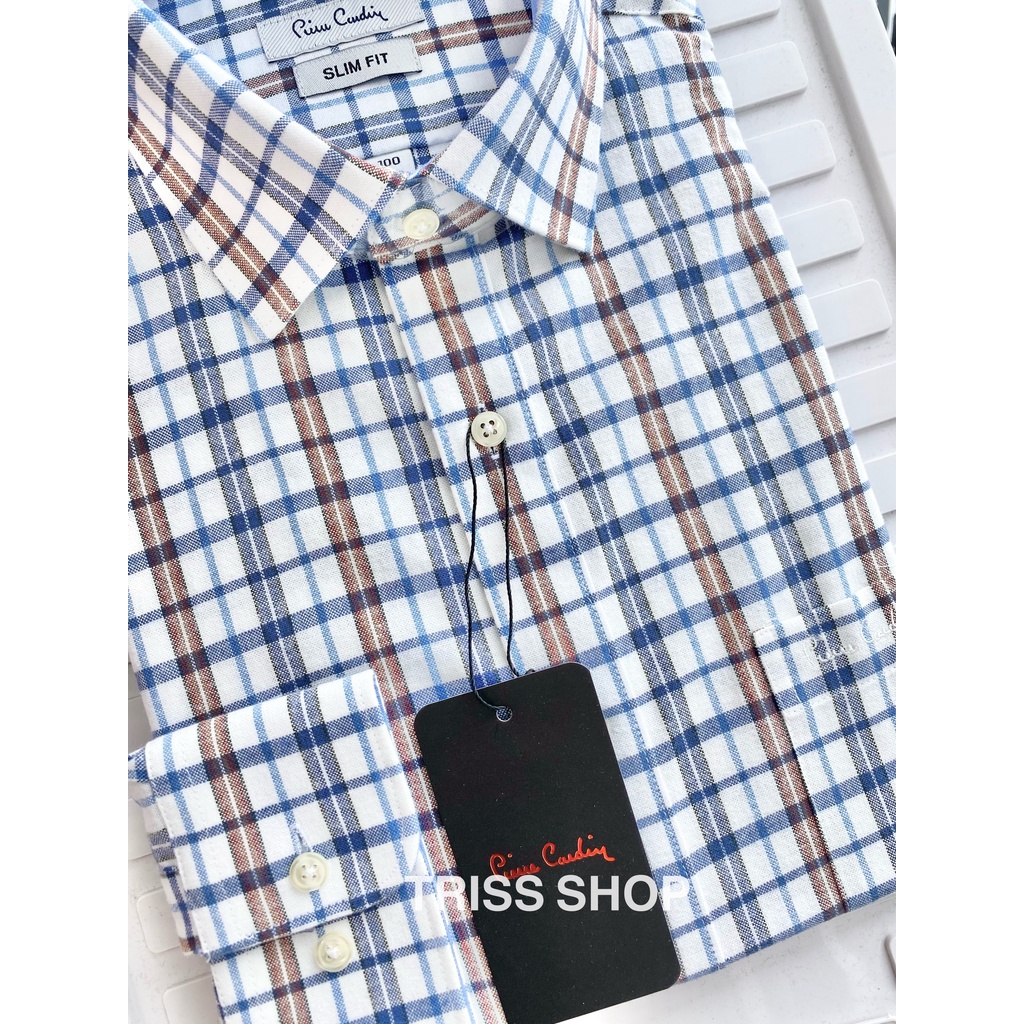 Áo sơ mi nam dài tay Pierre Cardin 10 vải cotton chống nhăn form slimfit