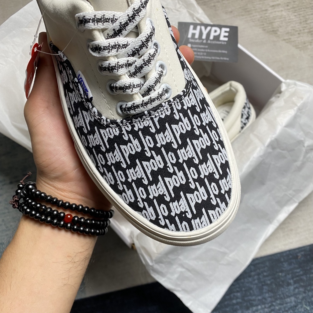 Giày sneaker nam nữ đi học: Vans Authentic Fear of God (Vans FOG trắng đen (Trắng/Đỏ) - HYPE Sneaker | Bản thường