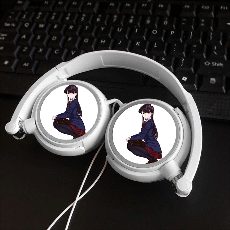 Tai nghe in hình nhân vật KOMI nữ thần sợ giao tiếp anime chibi dạng chụp cắm dây tiện lợi