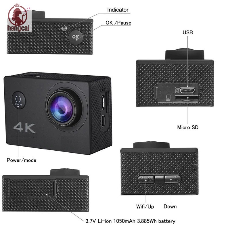 Camera Hành Trình Thể Thao Acam 30m Full Hd 1080p Màn Hình 2inch Góc Rộng 140 Độ 900mah