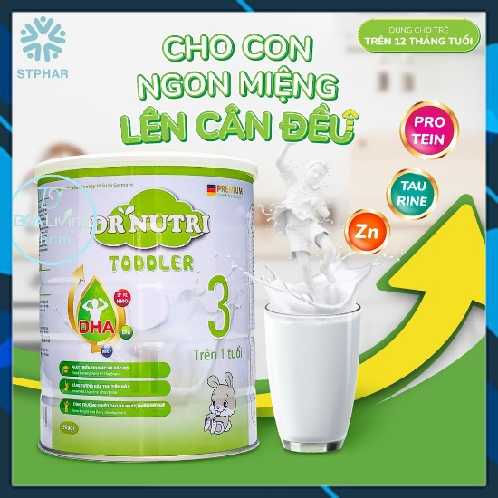 Dr Nutri Sữa bột tăng chiều cao và trí não phát triển toàn diện cho trẻ Dr Nutri Toddler nguyên liệu nhập khẩu Đức 900gr