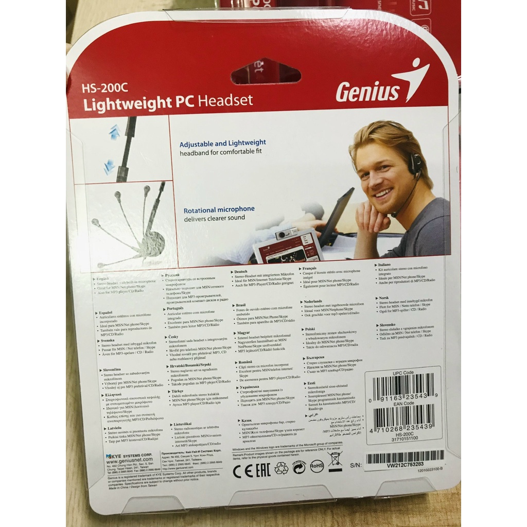 Tai nghe chụp tai Genius HS-200C mới 100% dùng với điện thoại, máy tính chơi game...