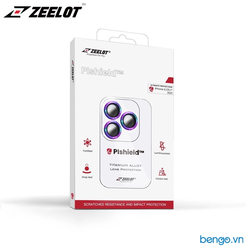 Dán Cường Lực Bảo Vệ Camera iPhone 13 Pro Max/13 Pro ZEELOT PIshield Titanium Alloy Viền Màu