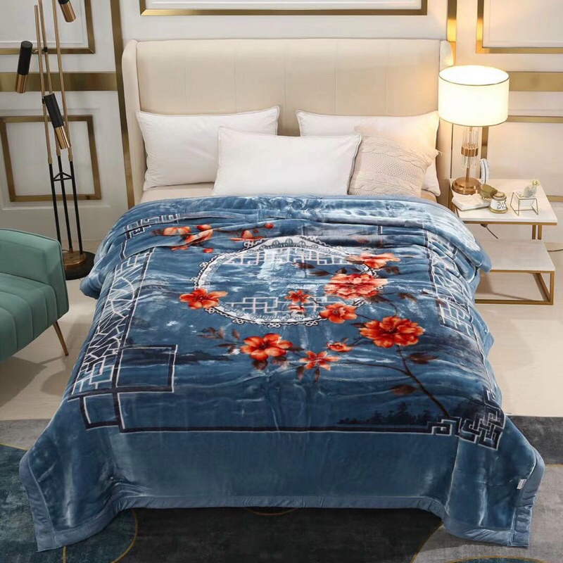 Chăn lông tuyết Hàn Quốc dày đẹp, chăn đắp mùa đông kích thước 2mx2m3 nặng 4kg kèm túi đựng sang trọng