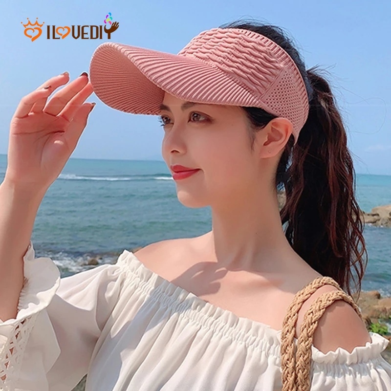 Mũ Lưỡi Trai Thể Thao Màu Trơn Vành Dài Thoáng Khí Thời Trang Mùa Hè Cho Nữ