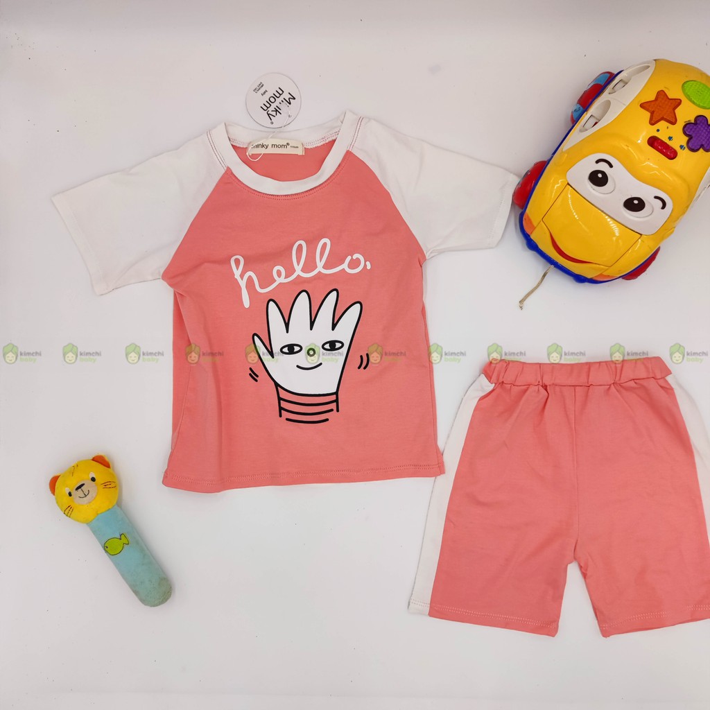 Đồ Bộ Bé Trai, Bé Gái Minky Mom Vải Cotton 100% Vai Giáp Lăng Họa Tiết Ngộ Nghĩnh, Bộ Cộc Tay Cho Bé Mặc Nhà Hè MKM2106