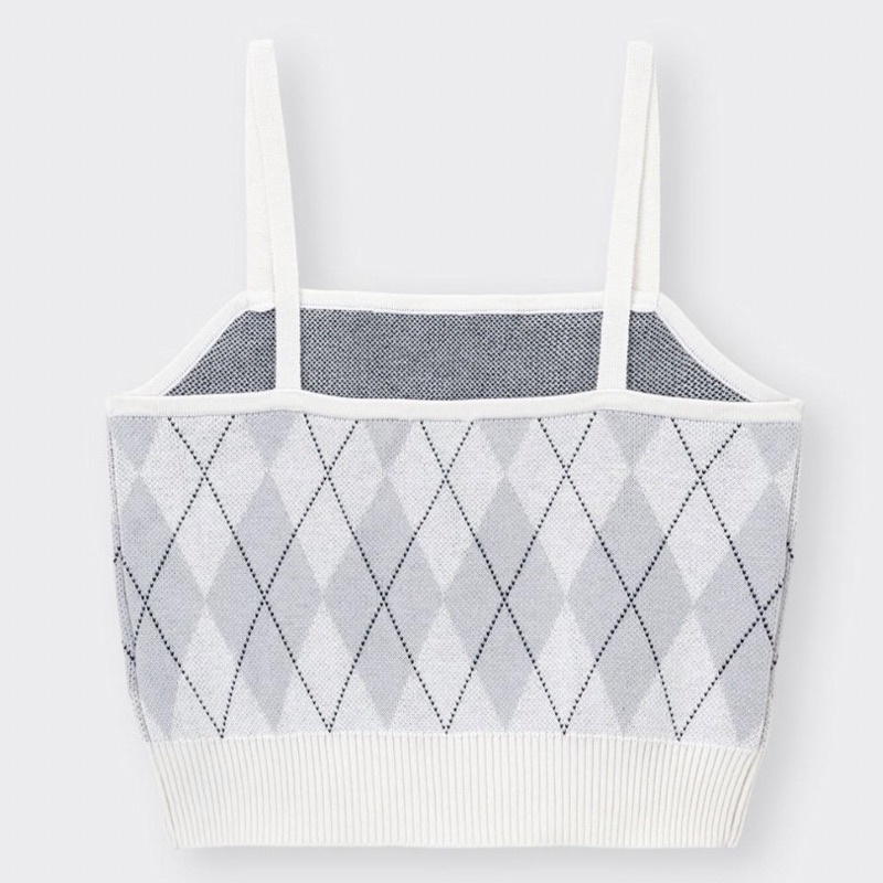 Áo 2 dây dệt kim họa tiết cổ điển oxford - GU thời trang Nhật Bản sành điệu