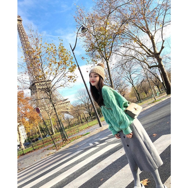 Áo sweater nhung dày dáng rộng phong cách Hàn Quốc thời trang thu đông mới 2021 6606