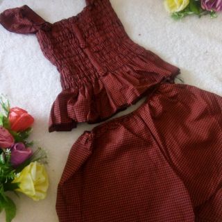 Set bộ đùi caro tay cánh tiên