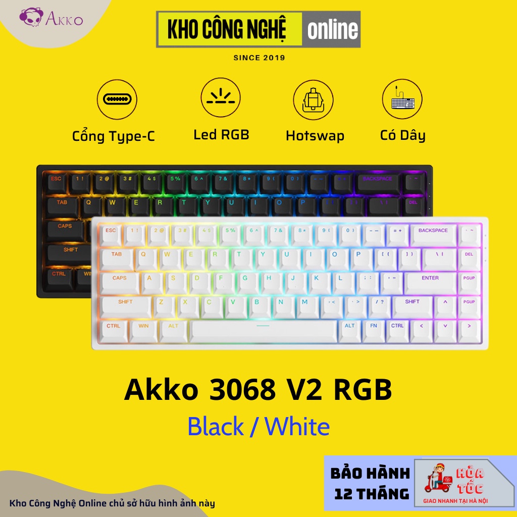 Bàn Phím Cơ AKKO 3068 v2 RGB (Foam tiêu âm / Hotswap / AKKO CS Jelly switch)