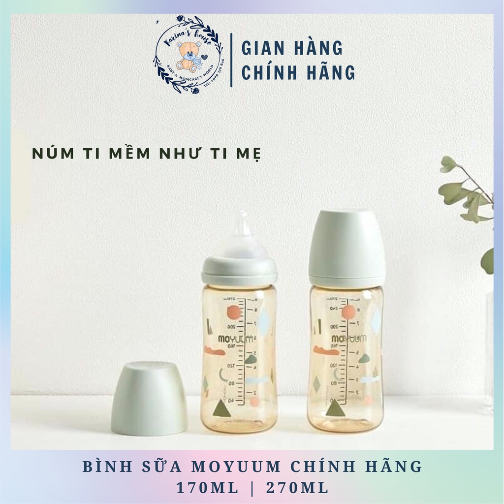 [Sẵn] [CHÍNH HÃNG] Bình Moyuum mây 170ml/270ml xinh xắn, núm ti mềm như ti mẹ