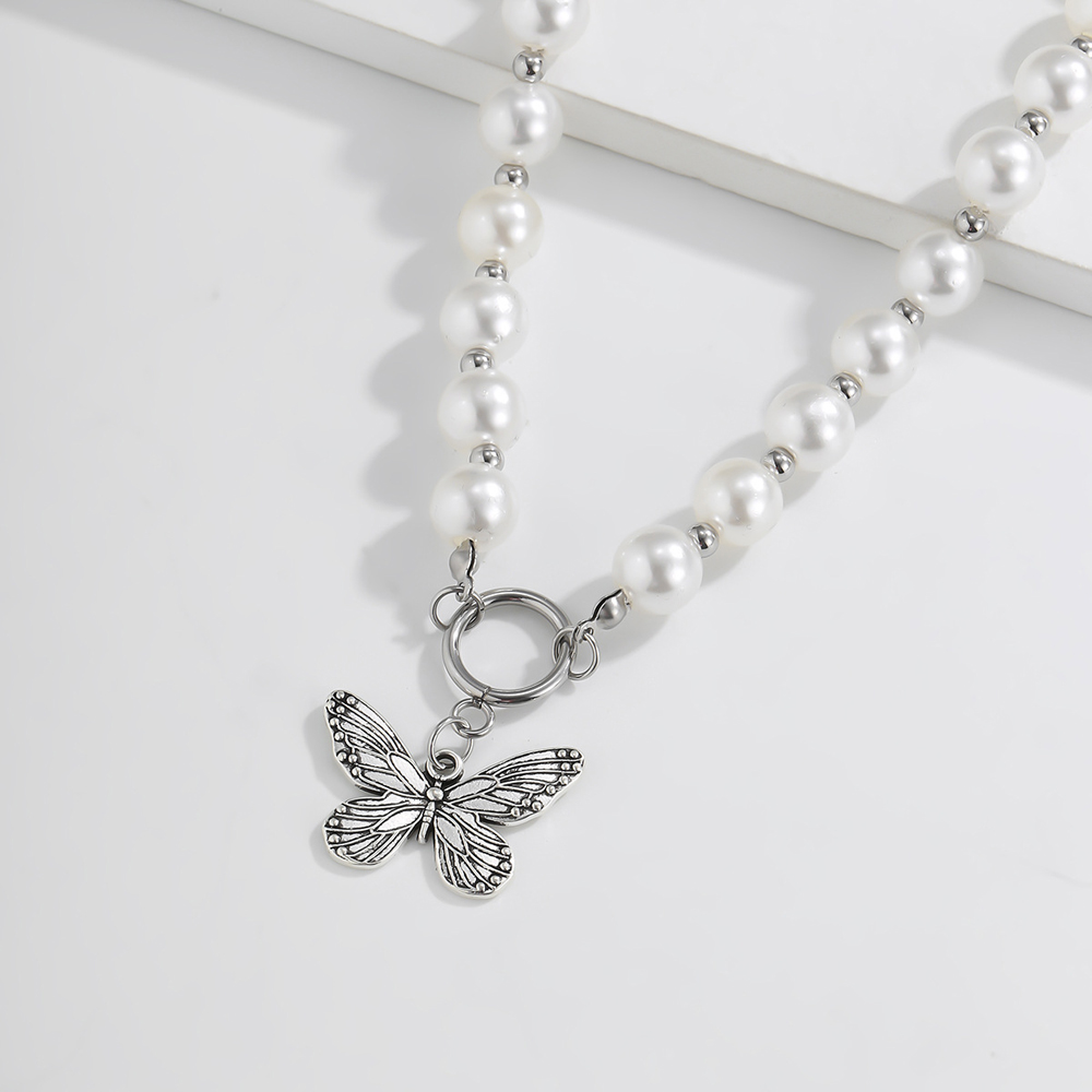 Vòng Cổ Choker Hình Bướm Đính Ngọc Trai Nhân Tạo Sang Trọng Thời Trang