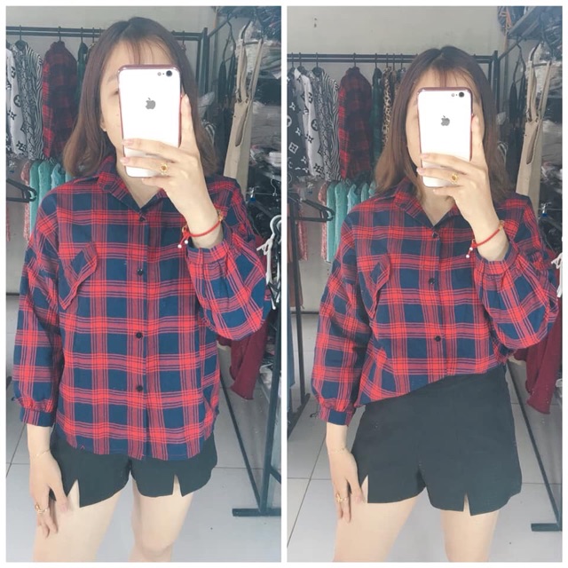 Áo sơ mi kẻ nắp túi