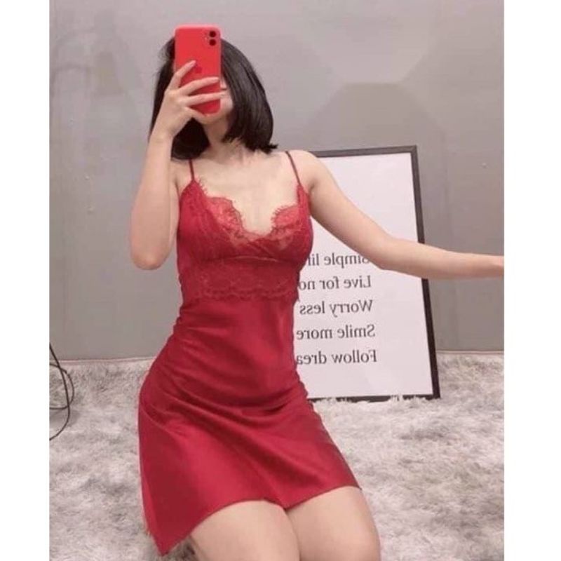 Set váy ngủ lụa ren sexy + áo choàng gợi cảm   , SEXY GIRL