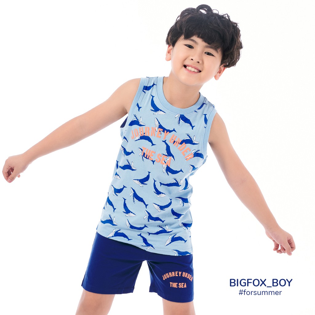 [MÃ BIGFBIF10 GIẢM 10K] Bộ Ba Lỗ Bé Trai Bigfox Size Đại, Bộ Sát Nách Mùa Hè Chất Cotton In Cá Mập THE SEA 3-11