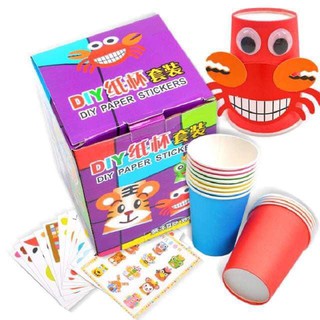 [Kho Sỉ] Set 10 cốc giấy và hình trang trí cho bé - ly giấy