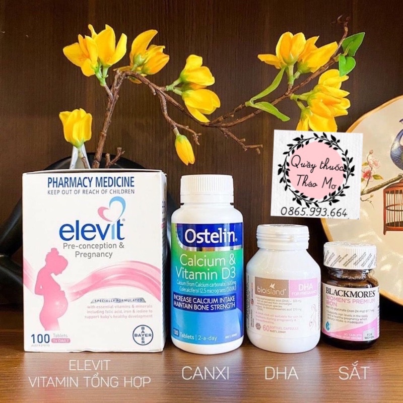 BỘ TỨ SIÊU ĐẲNG Cho Bà Bầu Elevit- Canxi-DHA-Sắt