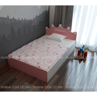 Giường ngủ cho bé gái bằng gỗ công nghiệp hình vương miện đáng yêu, ngộ nghĩnh